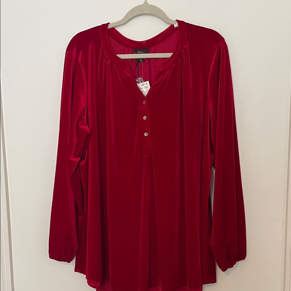 Intro. Rich Red Velvet Blouse